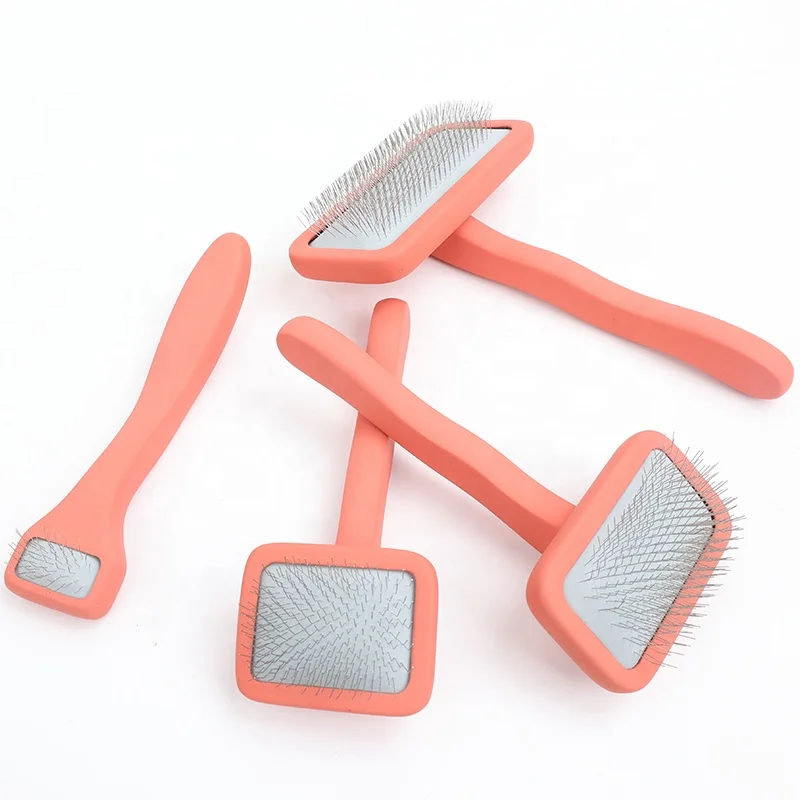 

Factory Wholesale Custom Logo Wooden Cat Wire Hair Brush Long Pin Pet Grooming Slicker Brush For Shedding