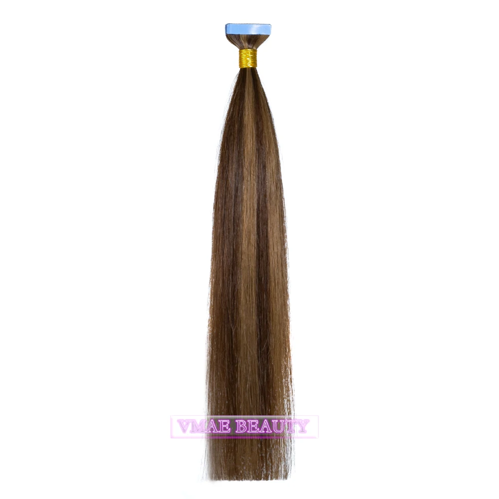 

VMAE 100g Brazilian Straight Ombre Piano color #4 #6 Double Drawn Unprocessed Raw Virgin Tape in Extensions 100% human hair