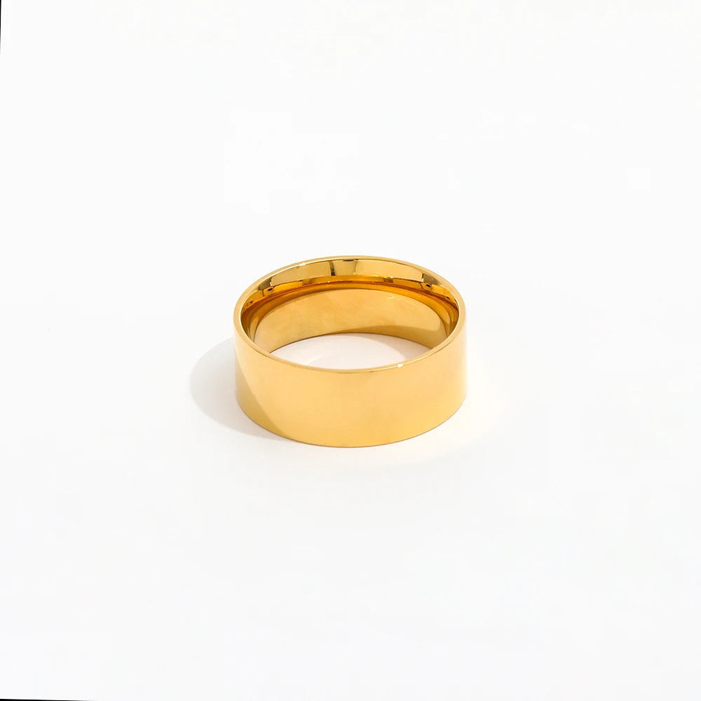 Joolim Jewelry Wholesale 18K Gold Plated Minimalist Stainless Steel Band Ring for Women Statement Gold Rings