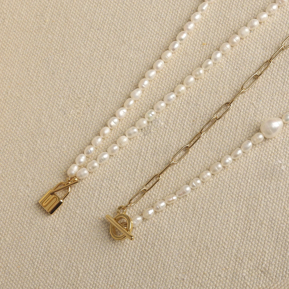 

Mingxi New Design Light Luxury Gold Plated Chain Pearl OT Clasp Necklace as Best Gift Idea Trendy Jewelry
