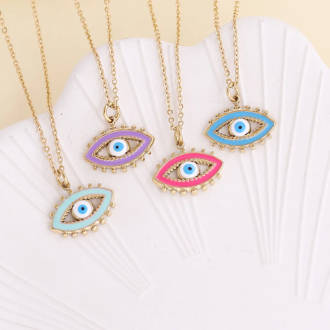 

Fashion Amazon tiktok Eye pendant drop oil stainless steel pendant Bohemian collar women necklaces