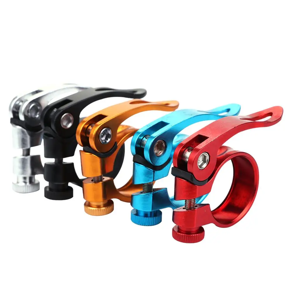 

31.8mm 28.6mm 24.9mm Aluminum Alloy Quick Release Bike Seatpost Clamps Clamping Clip Bike Parts Bicycle Seat Post Clamp, Red, black, titanium