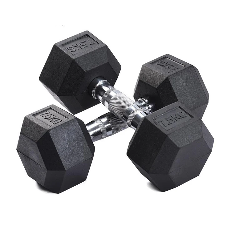 

TTSPORTS Ready To Ship Wholesale Gym Fitness Hexagonal Dumbbell Weight Lifting Rubber Coated Hex Dumbbell, Black