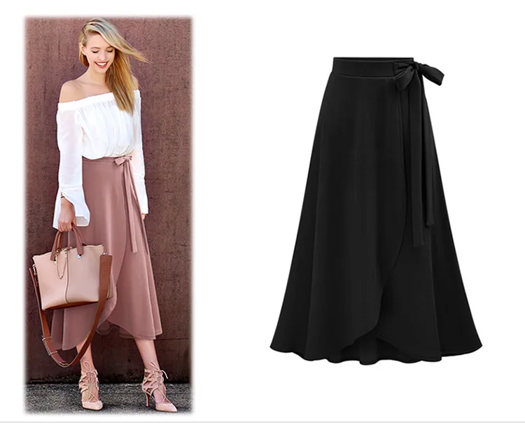 

Fvshion Falda Vintage Slit Skirts Longue Jupe Long Plus Size 6XL Women High Waist Falda Slim Etek Casual Asymmetric Saia Skirt