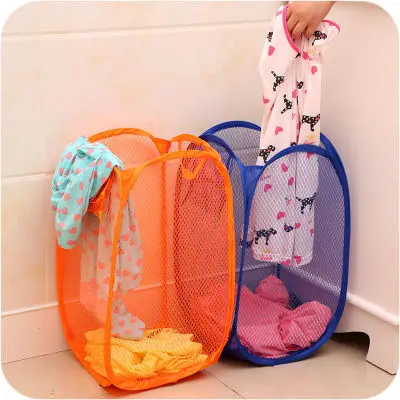 

N1547 Breathable Collapsible Mesh Laundry Basket Solid Color Outdoor Travel Portability Dirty Laundry Basket, Mix colors