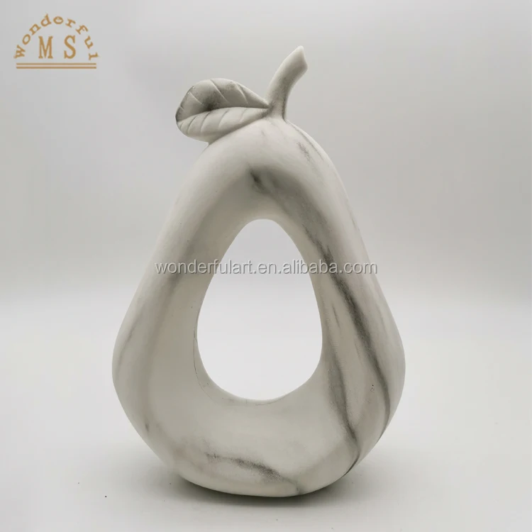 ceramic pears with matt marble decal finishing and stalk for home decoration, homeware desktop decoration ceramic fruit figurine