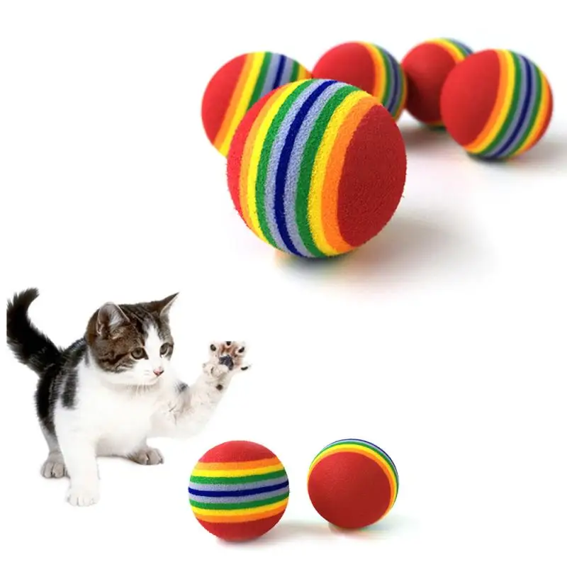 

5 PCS Ball Cat Toy Colorful Ball Interactive Pet Products Kitten Play Chewing Rattle Scratch Ball Training Pet Supplies