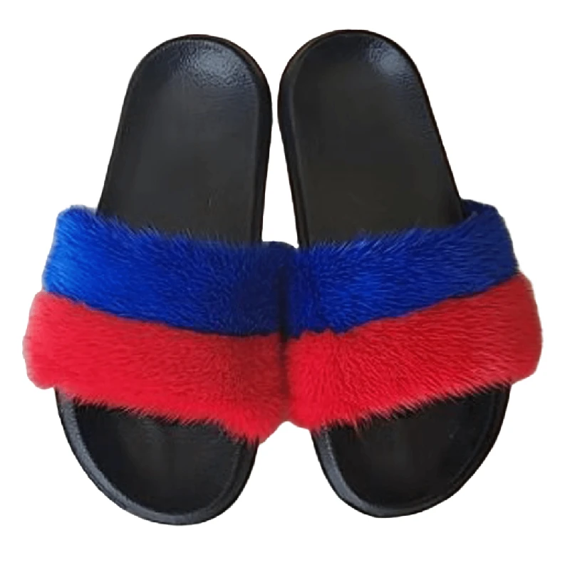 

New Design Fashion Ladies Sandals Mink Fur Slide Vendor Real Fox Fur Slides For Women, Customized color
