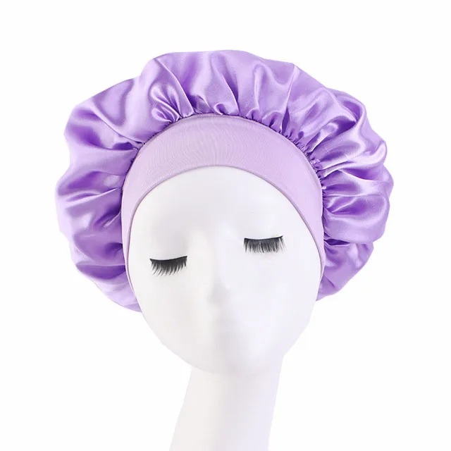 

Breathable Single Layer Satin Hair Custom Bonnets With Wide Spandex Band