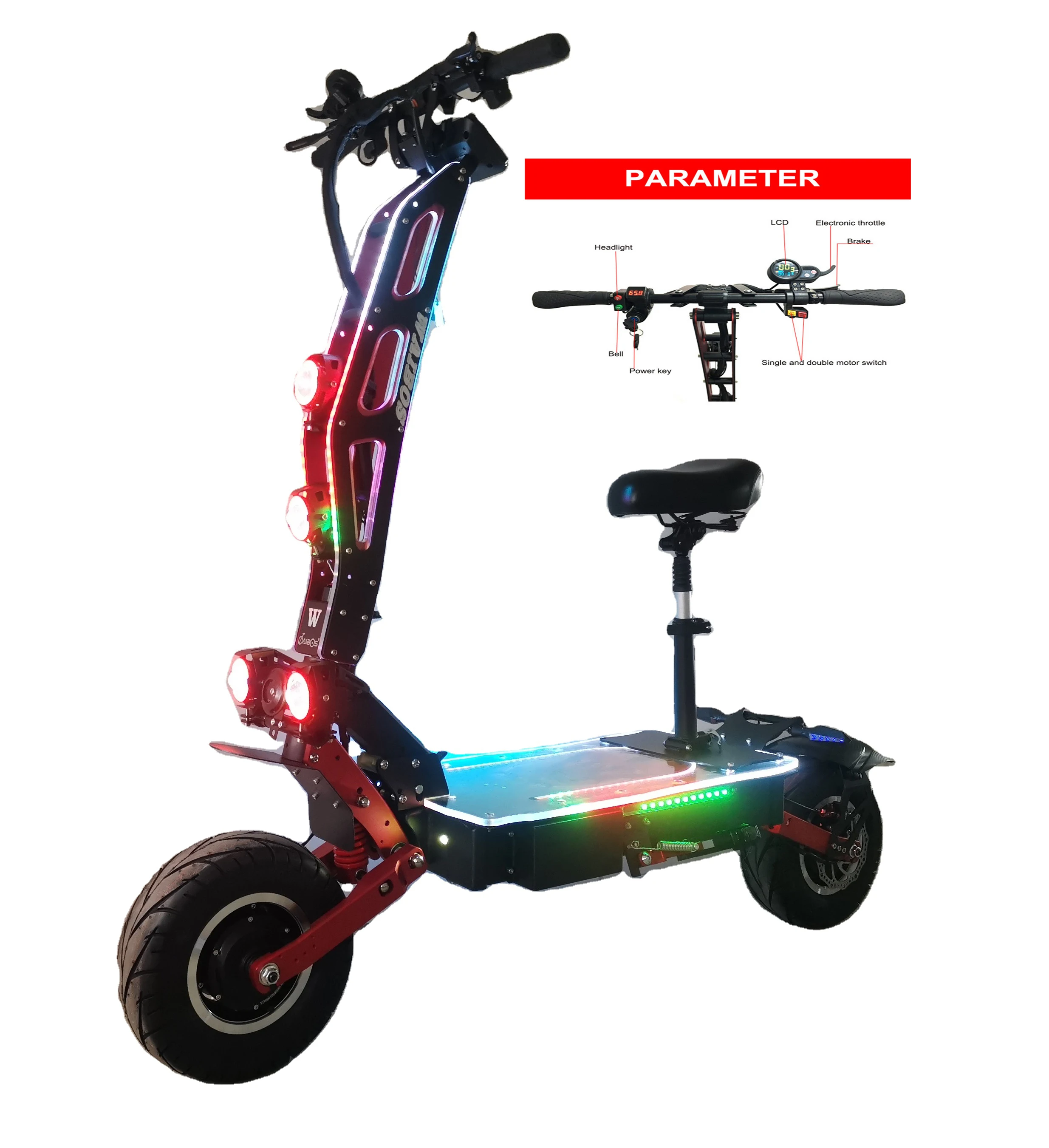 

2021 new design folding geofought 100ah 8000W 10000w dual motor fastest electric scooter on sale