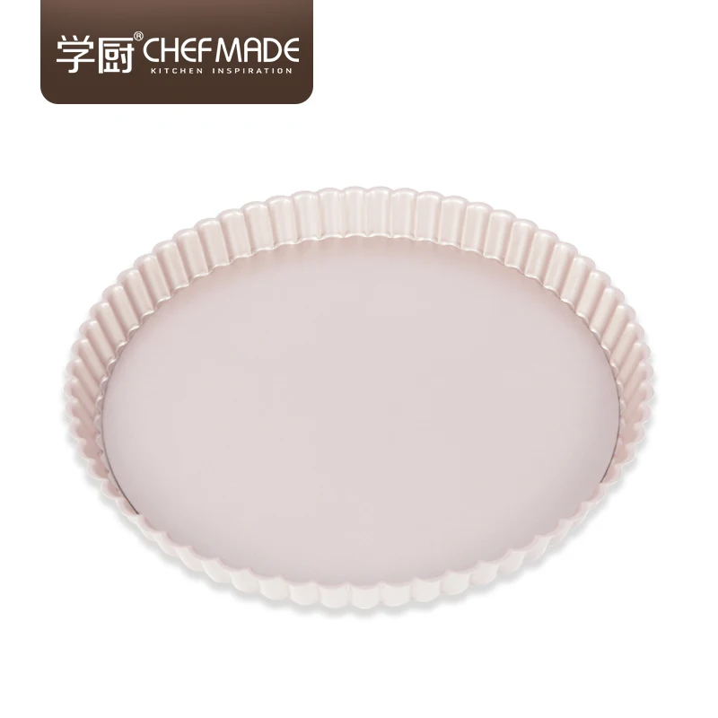 

CHEFMADE Bakeware 11" Non-stick Carbon Steel Baking Pie Dish Tray Round Tart Pan With Loose Removable Bottom, Champagne gold