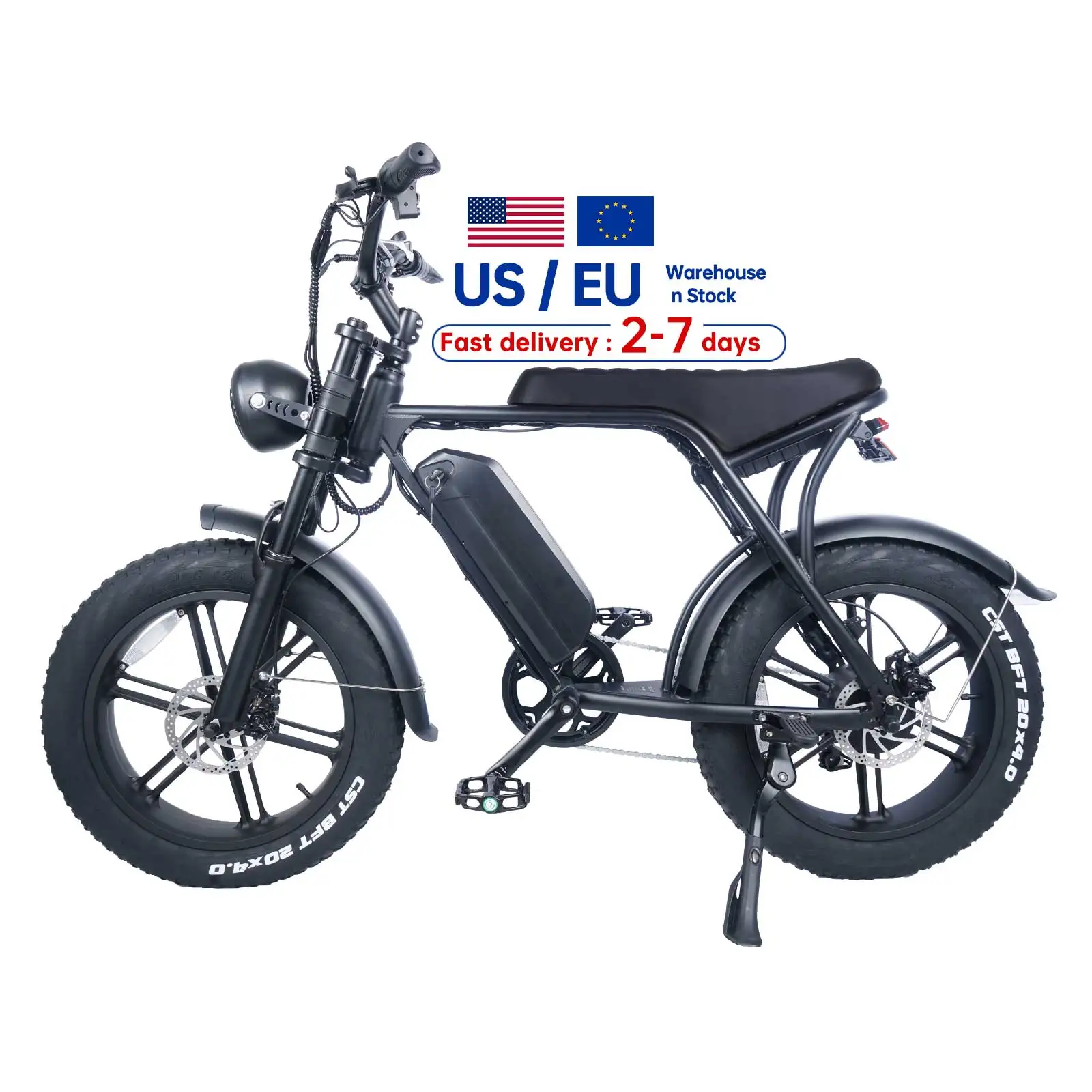 

EU US UK Warehouse 750w Retro Dirt Fat Tire E-bike V8 2.0 H9 Long Range 20*4.0" Off-road Electric Bicycle 250w Fatbike 45km/h