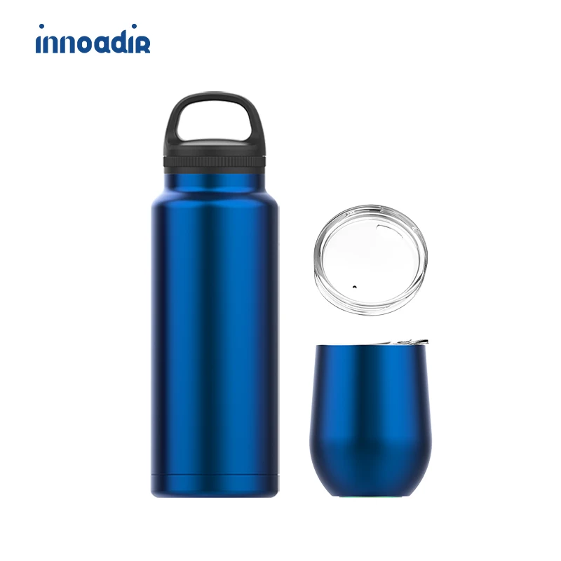 

Insulated Water Bottle with Straw Lid Reusable Wide Mouth Stainless Steel Flask Thermos, 22oz (650ml), Midnight Black, Customized color