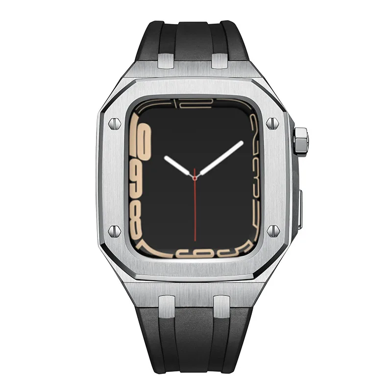 

45mm Luxury Metal Case Band for Apple Watch Case7, Silver/rose gold/etc.