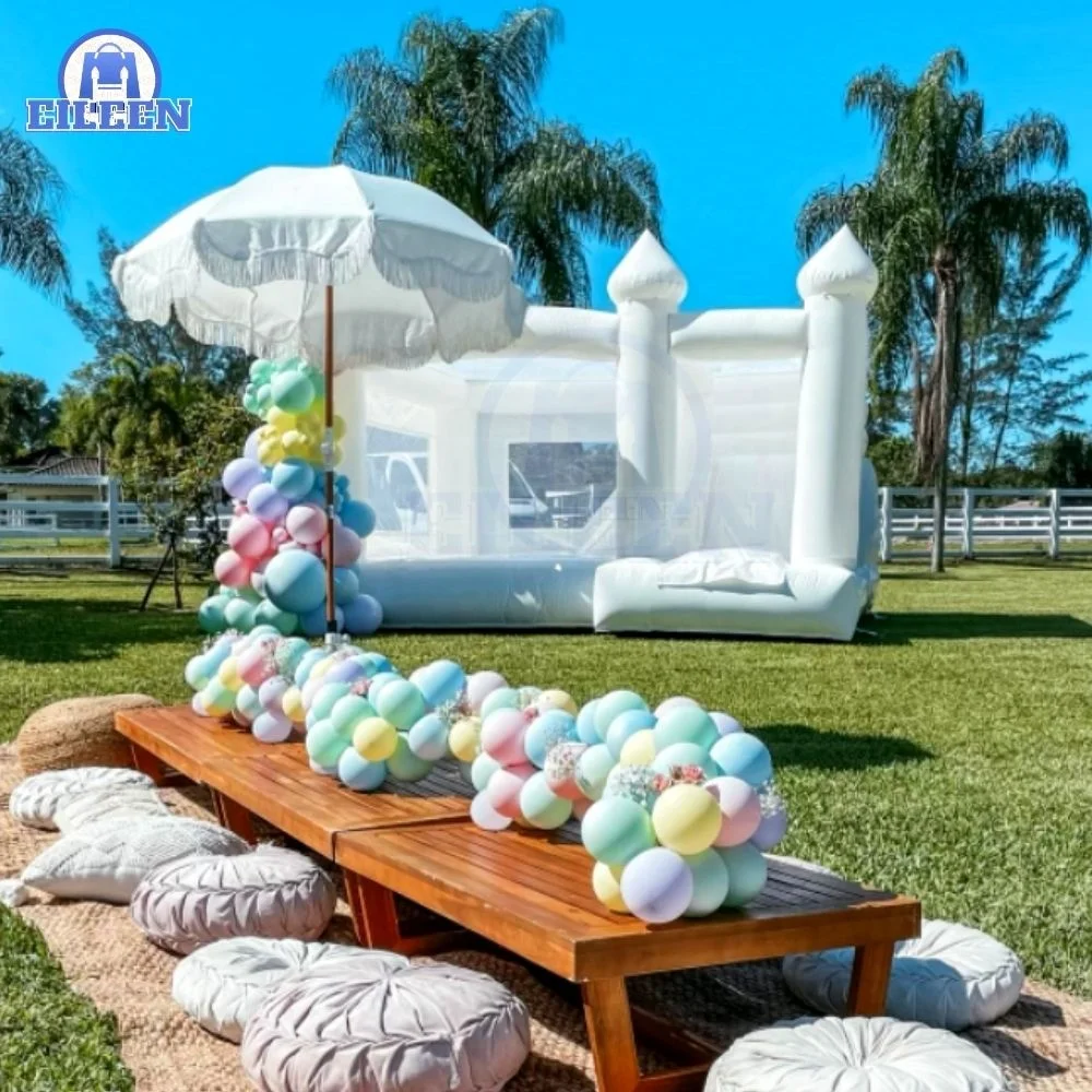 

Commercial Moonwalk Inflatable Bouncer Jumping Castle White Bounce House PVC White Wedding Bounce House With Slide For Toddler