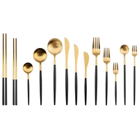 

colorful gold 18/8SS 304 stainless steel wedding cutlery gift Talheres ocidentais spoons forks and knives coffee table spoon