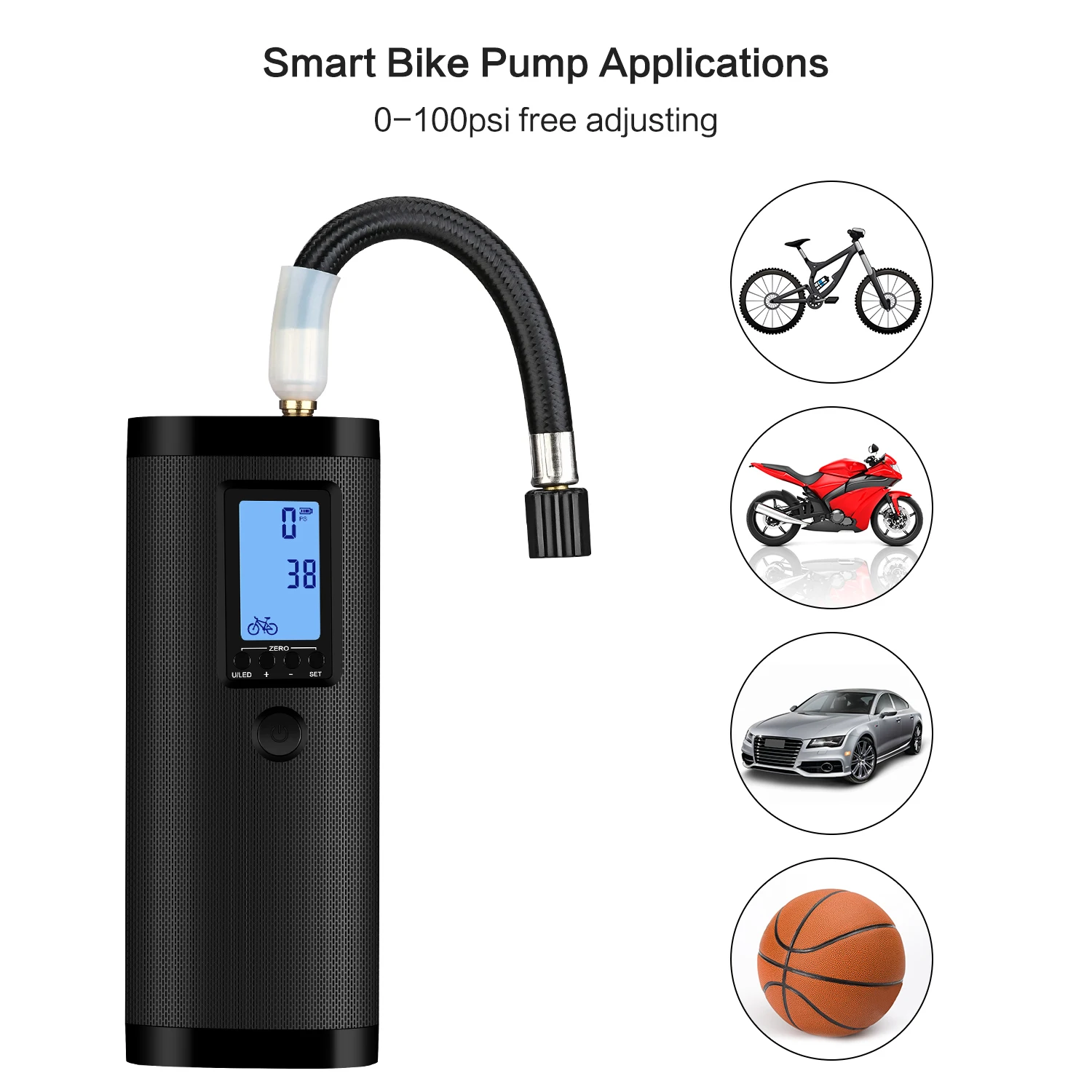 100psi Portable Cordless Bike Bicycle Car Air Pumps Electric Inflator