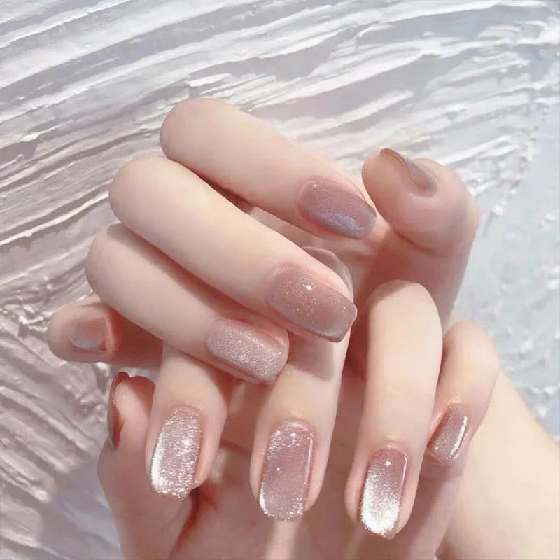 

New Fashion bling Spar cat eye phototherapy good quality press on nails false press on nails nails set