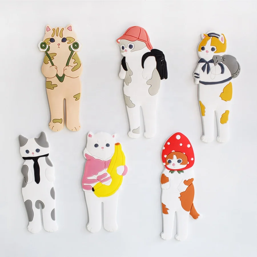 

Diy fridge magnets For Promotional Gifts Hot Sale Cheap DIY Cute Cat PVC Fridge Magnet, Customized color