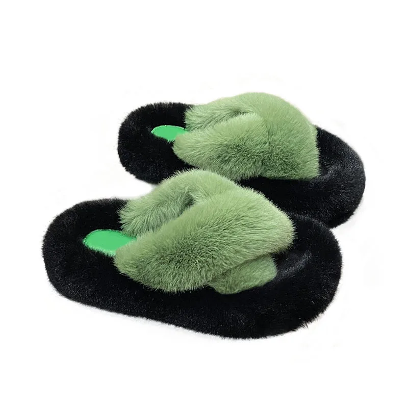 

Women Faux Fur Slippers Plush Slippers For Women Winter Fur Furry Slippers Home Fluffy Slides