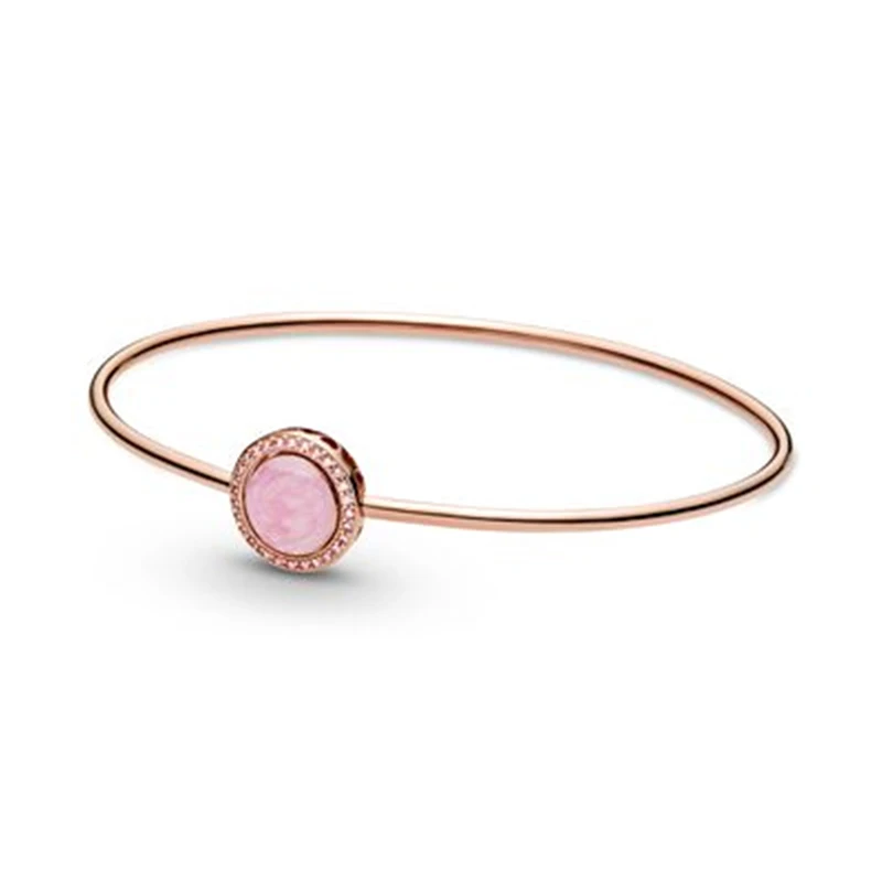 

925 Sterling Silver Pink Swirl Bangle Fashion Charm For Rose Gold Bangle Diy Making For Silver Bracelet