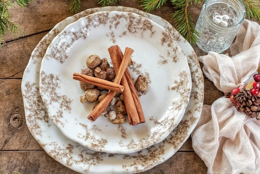 Beautifully arranged cinnamon ornaments displayed on a Christmas tree with natural pine branches and soft lighting