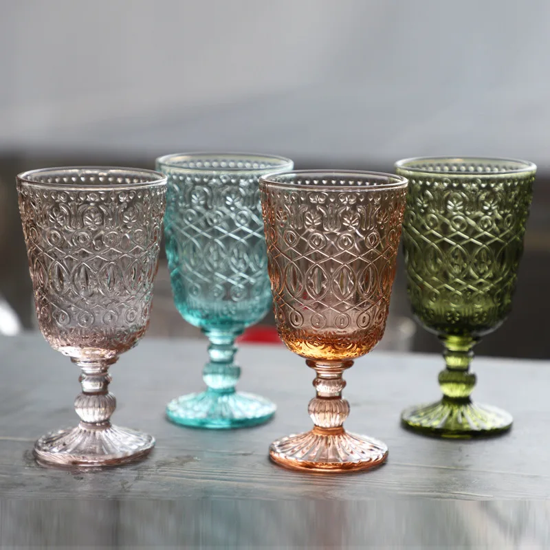 

High quality glassware classic Free sample colorful glasses cups vintage wine glass