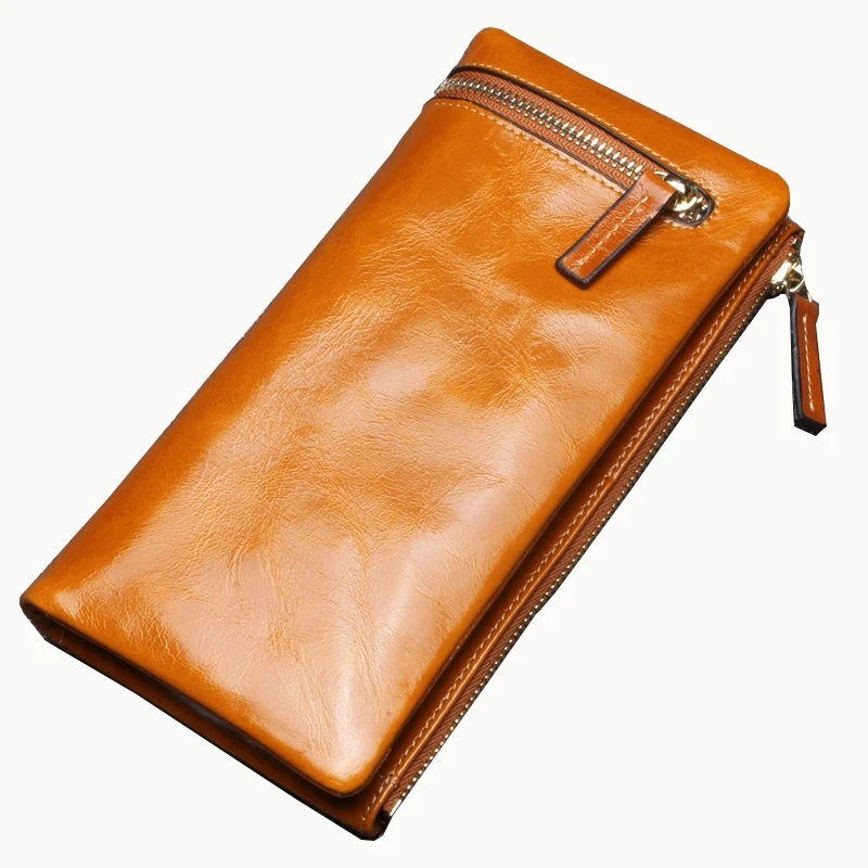 

TS8132 2020 Wax Oil Genuine Leather ladies wholesale multi-card wallet women's genuine leather long wallet