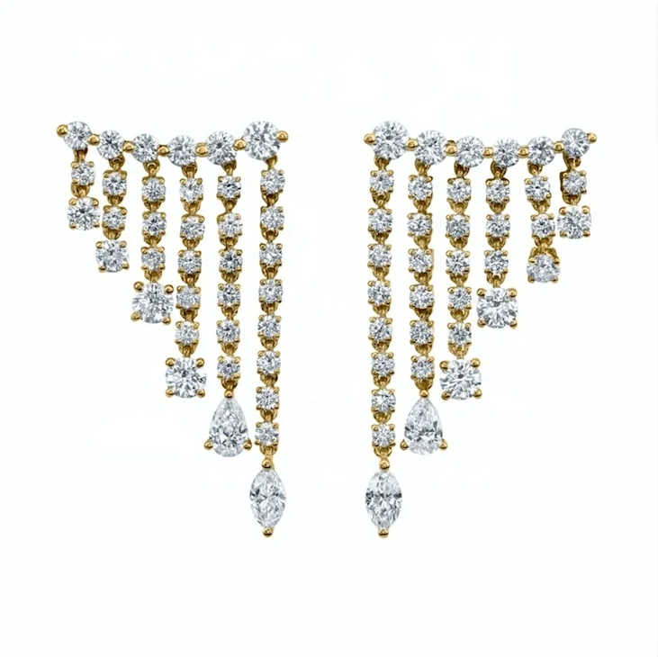 

LOZRUNVE 925 Sterling Silver Gold Fashion Party Cocktail Luxury Drop Earring