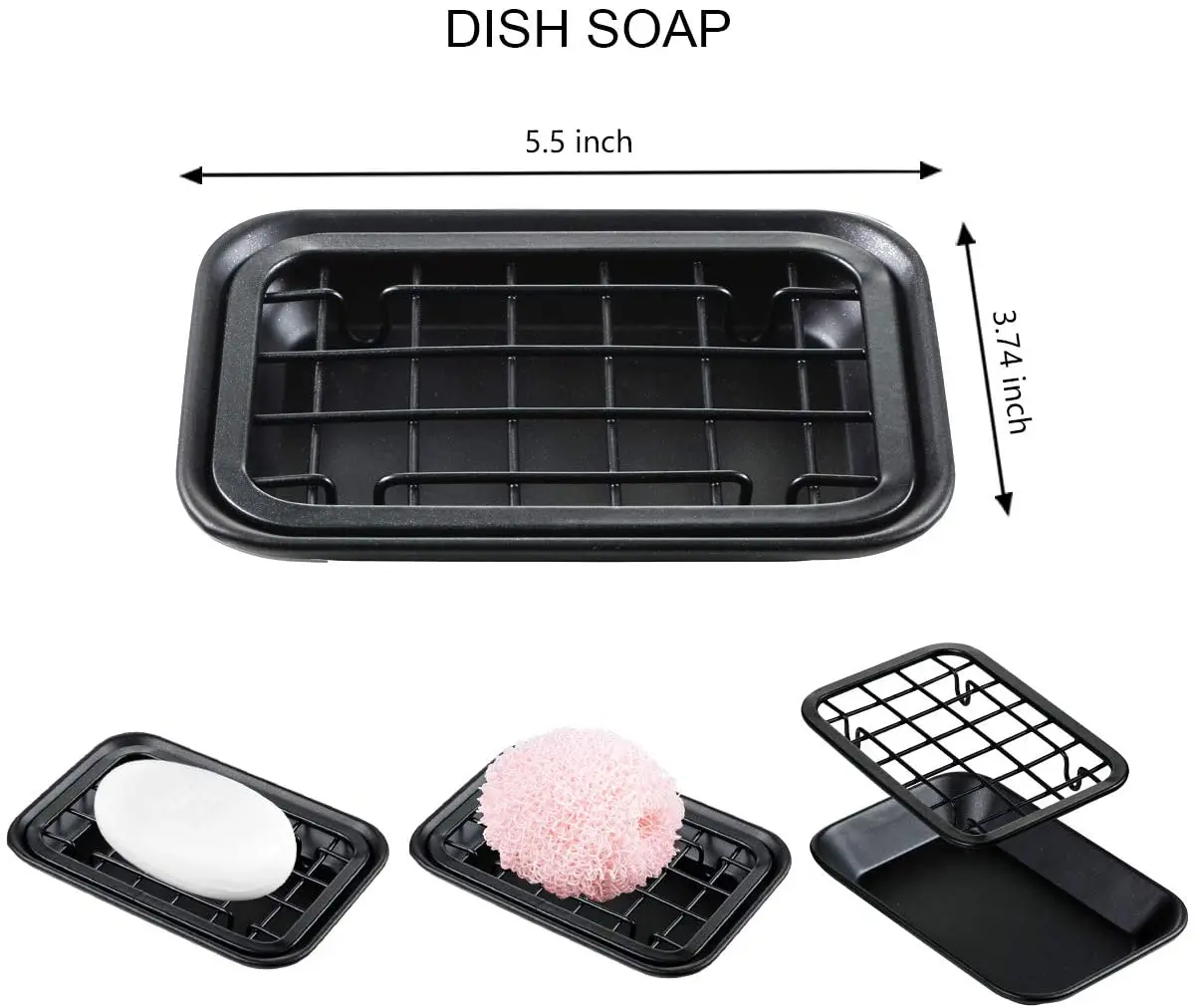 

ORR090 Bathroom Accessories Set(6PCS) Soap Dish,Metal Wire Storage Organizer (Black)
