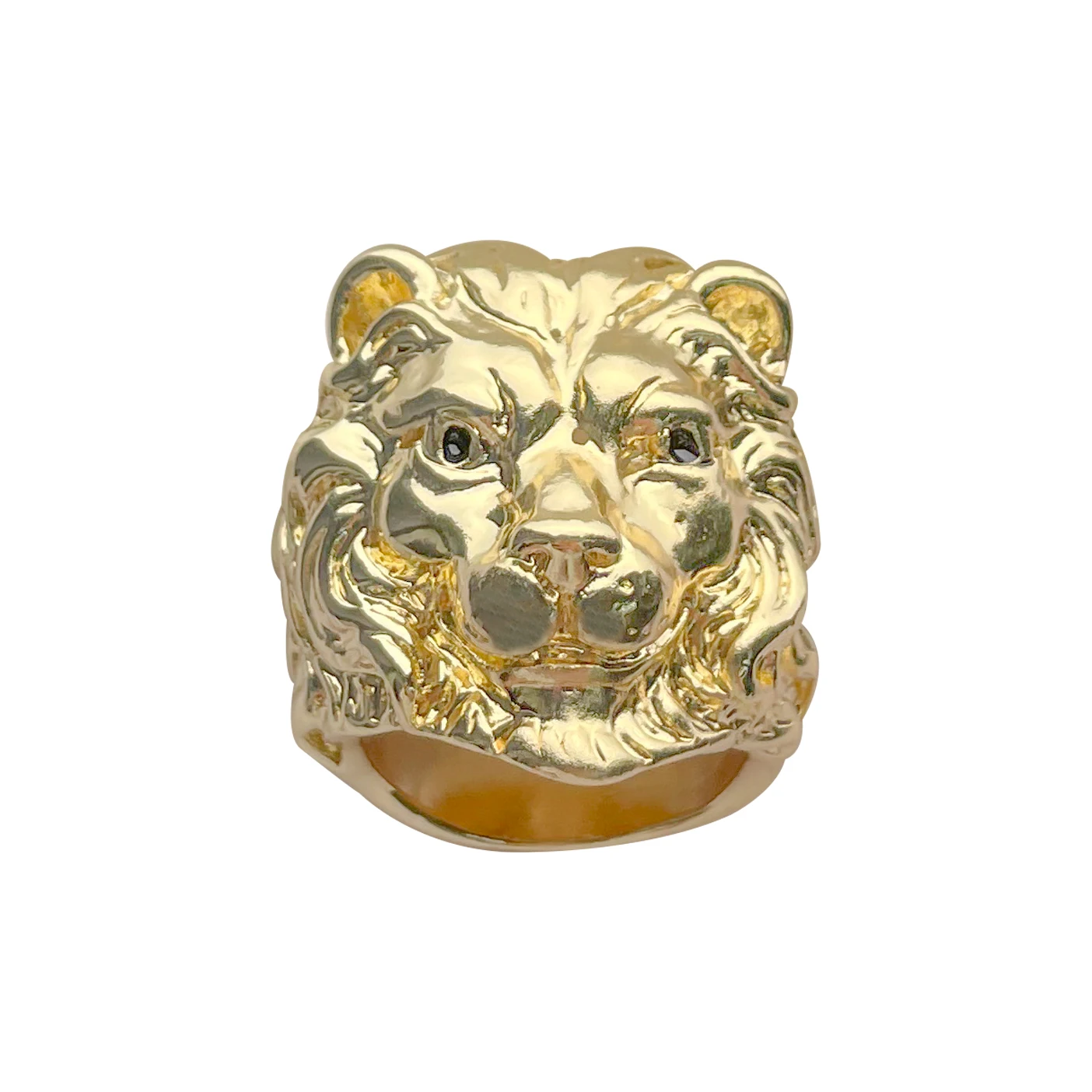 

Classic gold plated retro rock punk hip hop lion head ring mens lion ring for men