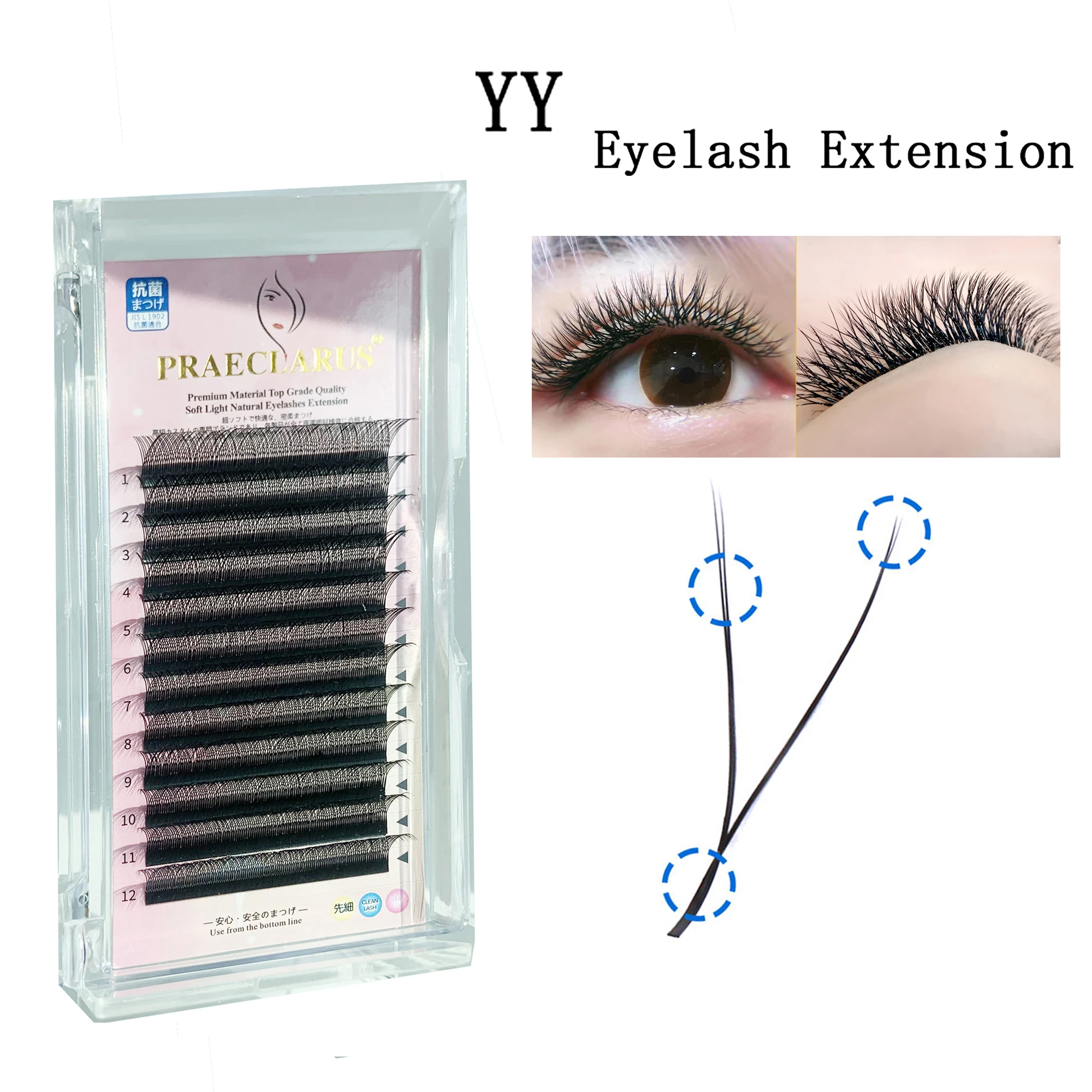 

Y shape soft light easy fan cluster eyelashes extension lash extension YY lash