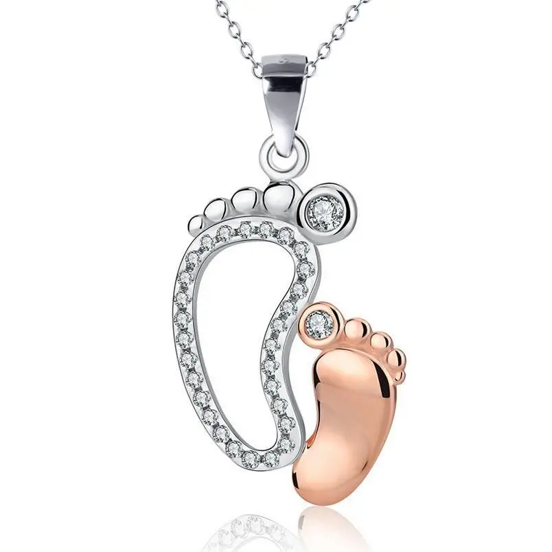 

Mother's day Jewelry Gift Hot Sale Big and Small Feet Pendant Necklace for Mom Jewellery Factory Wholesale