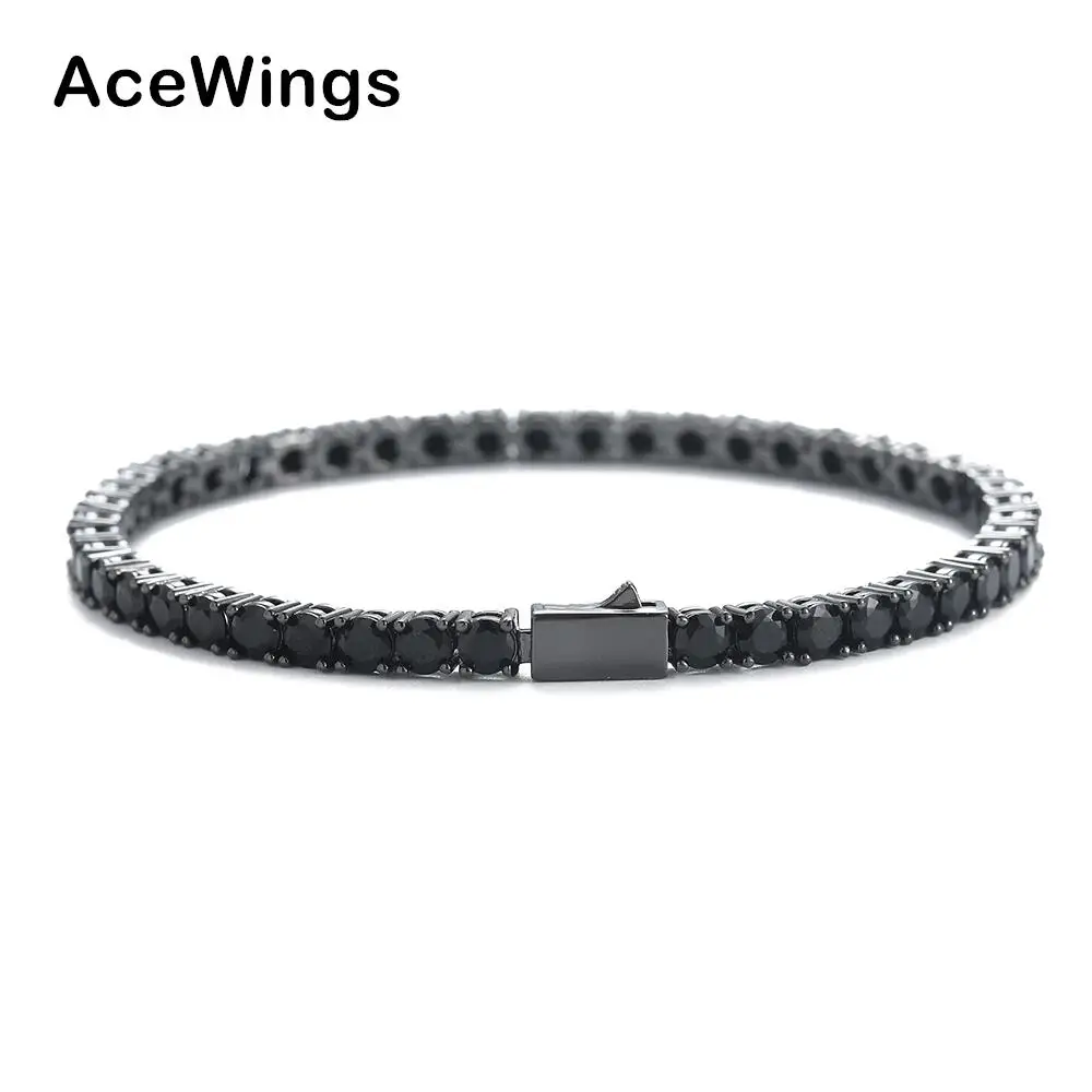 BB243 4mm Black Stone Tennis Bracelets Fashion Jewelry for Men and Women