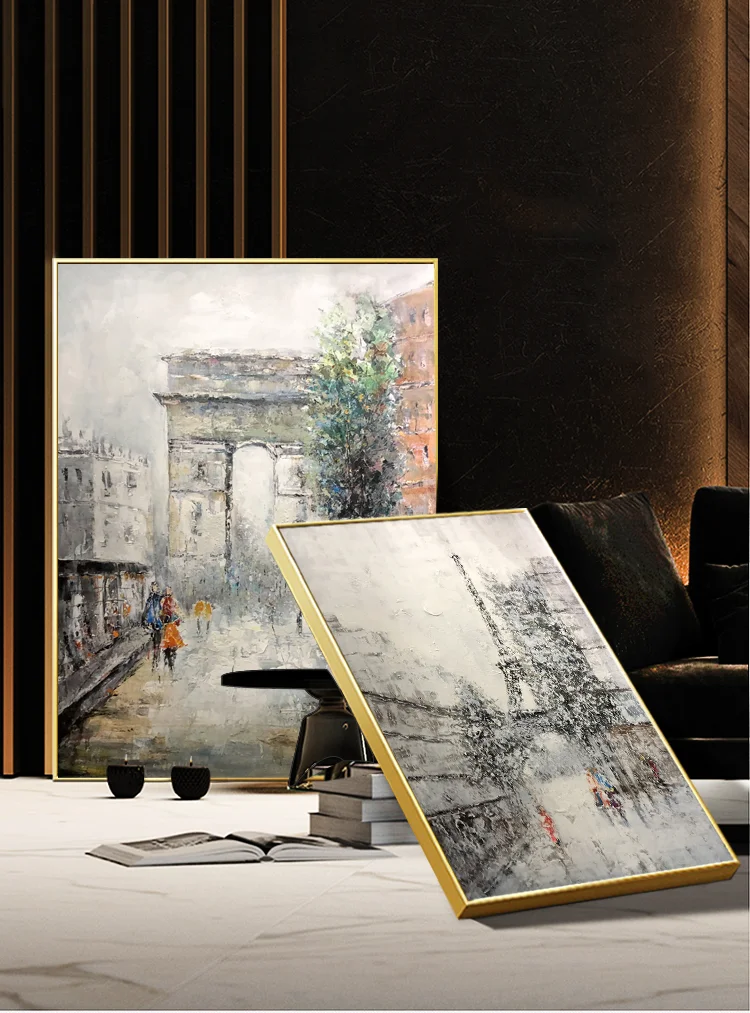 Chinese Painting New Product Hand-painted Modern Style Wall Eiffel Landscape Decoration Oil Painting Painting Wall Art Canvas