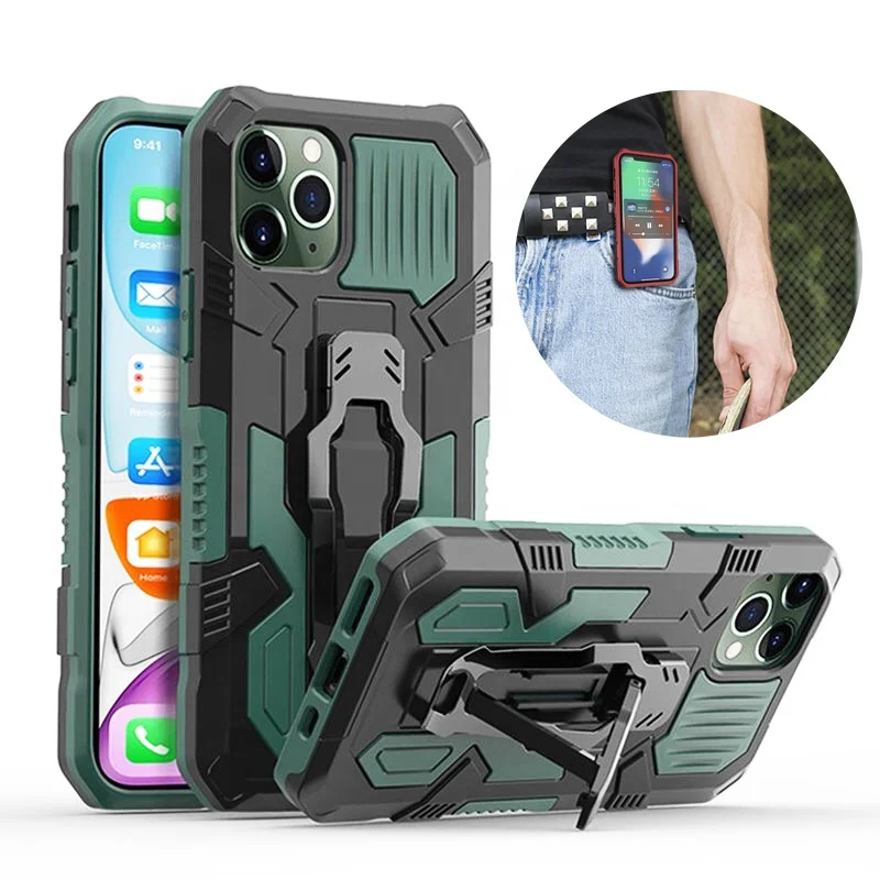 

Shockproof Case For iPhone 12 11 Pro Max Mini XR XS X 7 8 6 S 6S Plus SE 2020 iPhone12 Phone Belt Clip Rugged Hybrid Armor Cover