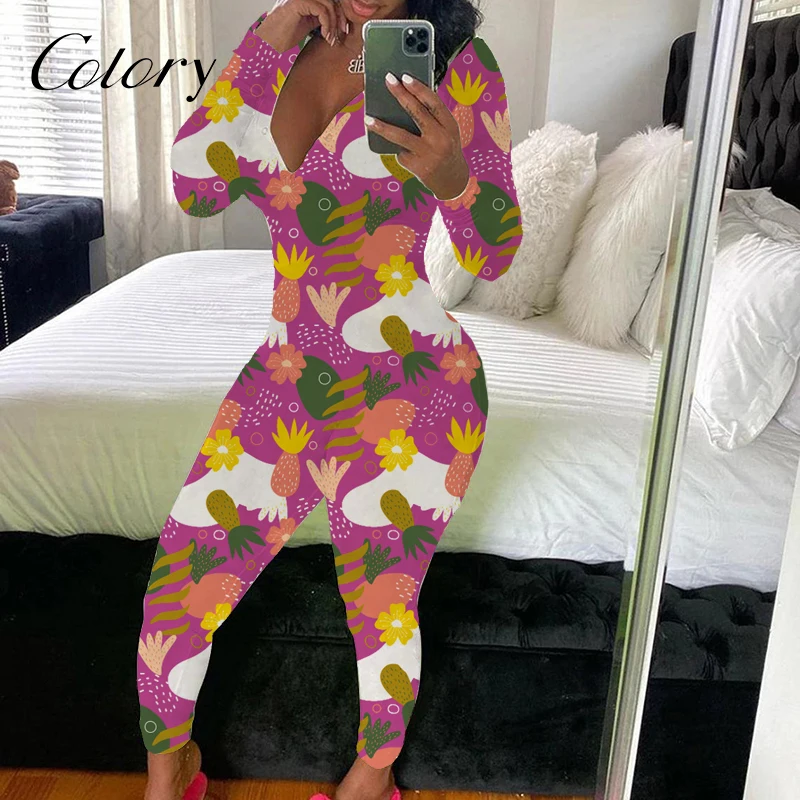 

Colory Sleepwear Accessory Women Onesie Pajamas Sexy Onesie With Butt Flap, Picture shows