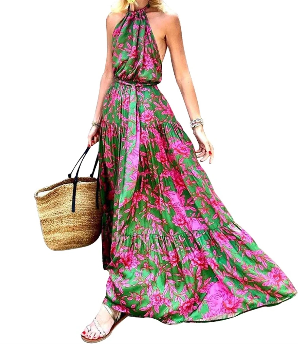 

wholesale ready to ship women summer long maxi floral dresses