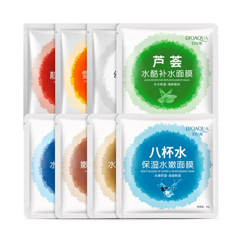 

Milk Moisturizing Nourishing Face Mask Seaweed Aloe Vera Orange Red Wine Snail Essence Whitening Tightening Pore-Shrinking Mask