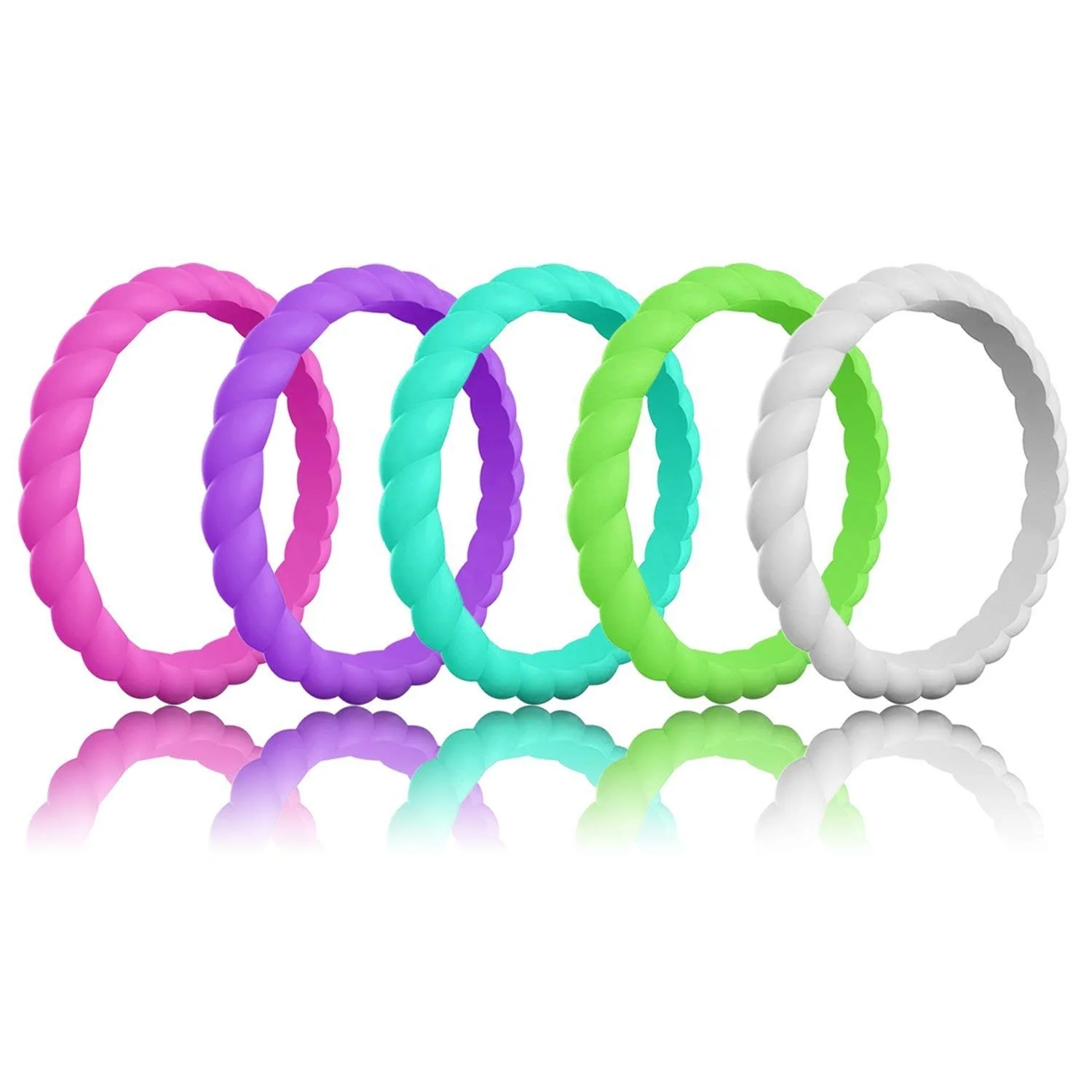 

Amazon Top Supplier Embossed Silicone Rubber Finger Rings Braided Stackable Wedding Ring For Women, Any pantone color