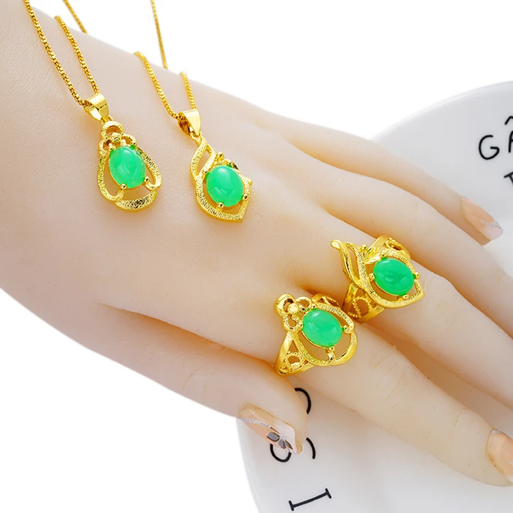 

Malay Jade Pendant Brass Gold Platedring Gem Hand Jewelry Pendant Jade Necklace Set