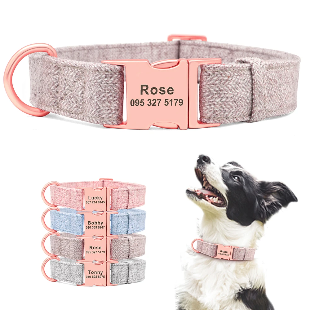 

High Quality Personalized Dog Collar Adjustable Customized Pet Collar For Small Medium Large Dogs Free Engraved Dog Accessories