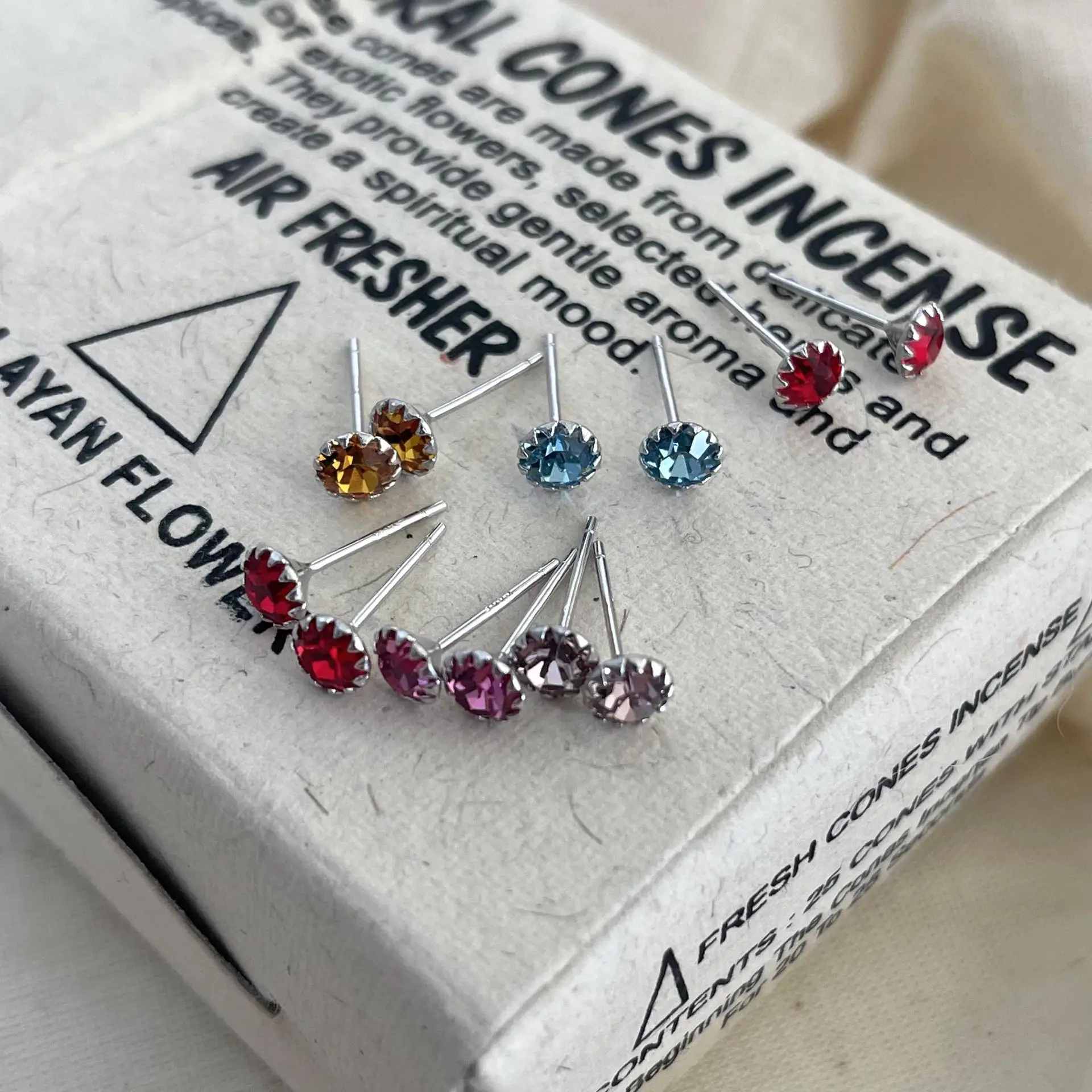 

VIANRLA Colored Zircon Stud Earrings 12 Months Birthday Color CZ Stone 925 Sterling Silver Jewelry Women Drop Shipping