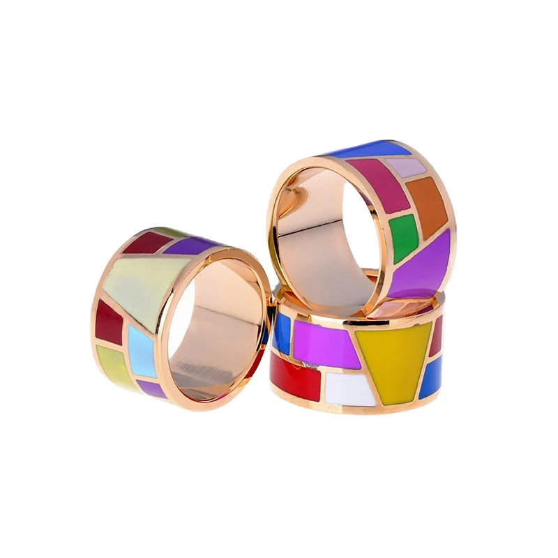 

Factory Price Women Custom Colorful Stainless Steel Enamel Silk Scarf Ring Buckle Sets Stainless Steel Rings America European