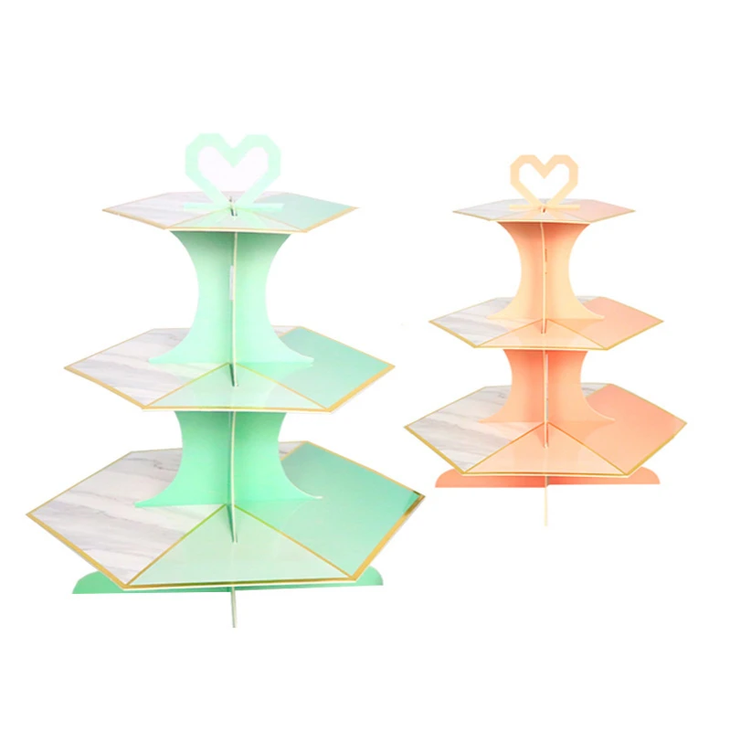 

European afternoon tea tray snack rack birthday party decoration dessert rack multi-layer paper three-layer cake rack