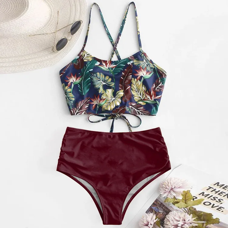 

One Pieces Swimwear Parent-Child Swimsuit Printed High-Waist Bikini