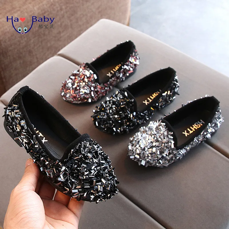 

Hao Baby Spring Autumn New Style Kids Bowknot Princess Drill Soft Sole Sequins Dancing Shoes For Girls Children