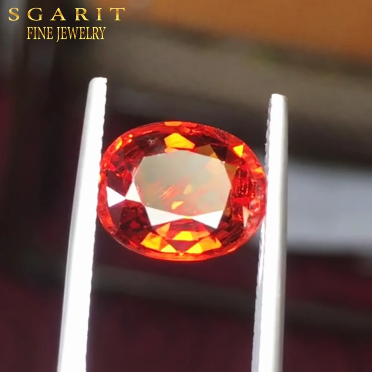 

SGARIT Wholesale Precious Gemstone Jewelry Oval Shape Fanta 4.96ct Natural Partschinite Loose Stone, Orange