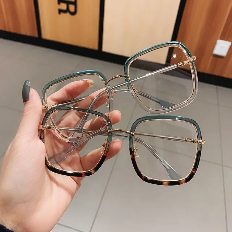 

oversized Women Glasses Optical Clear Transparent Lens Myopia Fashion Metal Frame Prescription blue light blocking Glasses