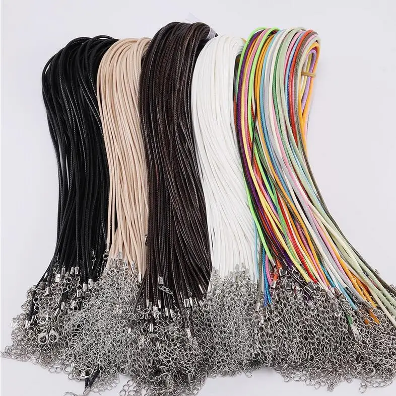 

1.5mm 2mm Hot Extender chain new custom length wholesale pendant 50cm black coffee leather rope cord chain for necklace